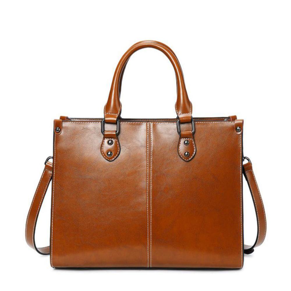 Women's Structured Leather Tote Handbag