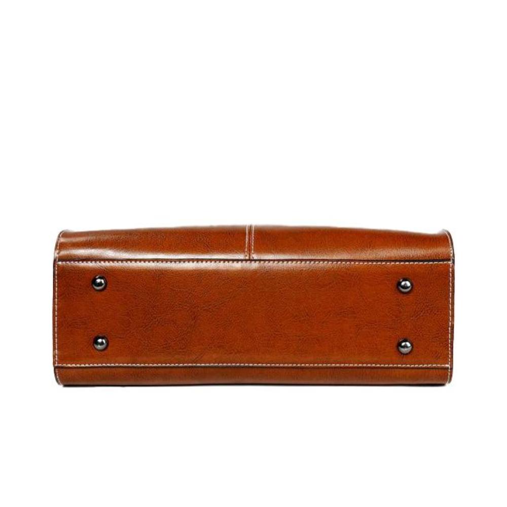 Women's Structured Leather Tote Handbag