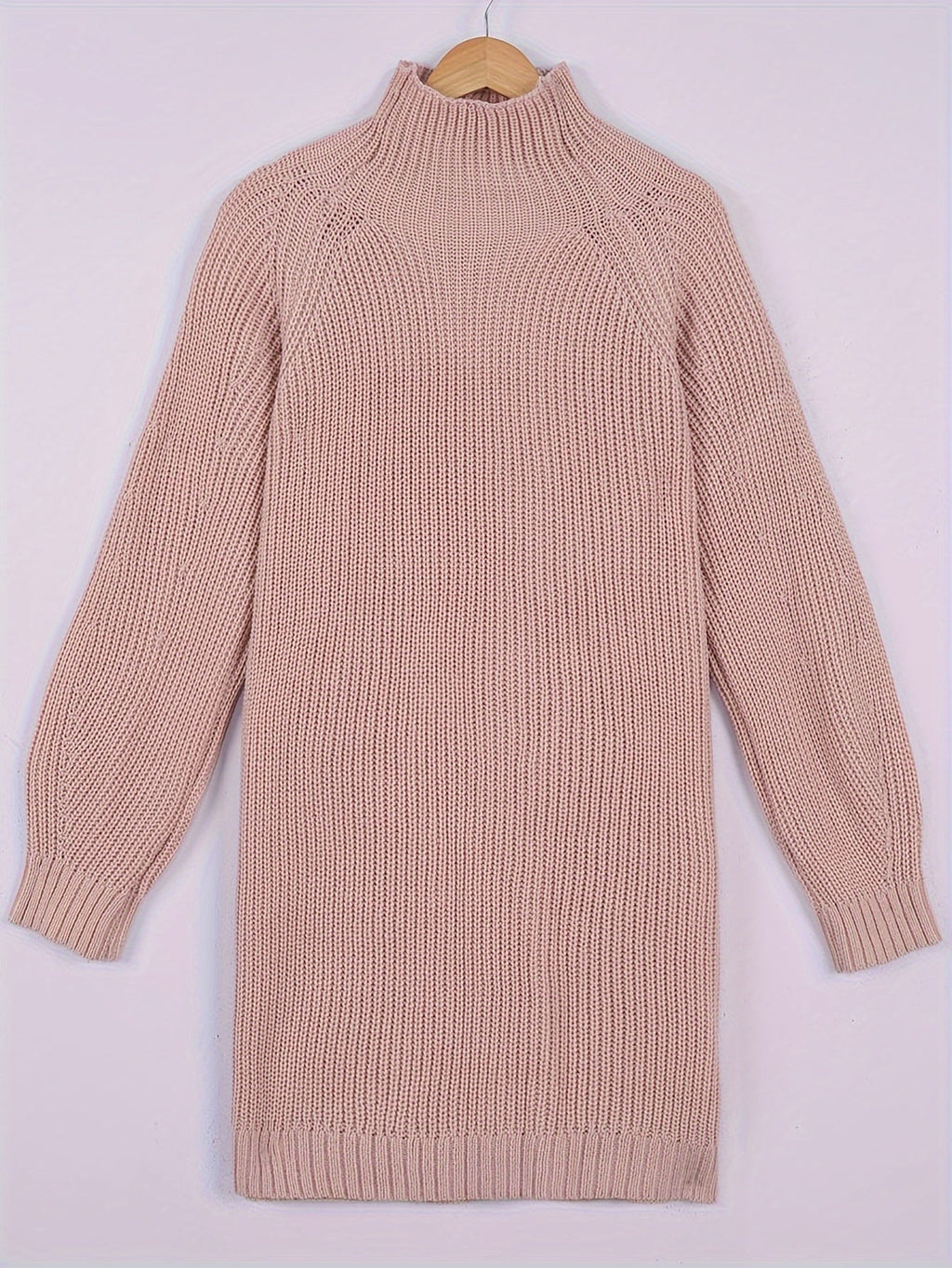 Women's Ribbed Half-Turtleneck Dress, Draped Fit – view 8