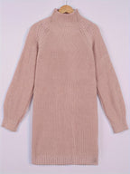Women's Ribbed Half-Turtleneck Dress, Draped Fit – view 8