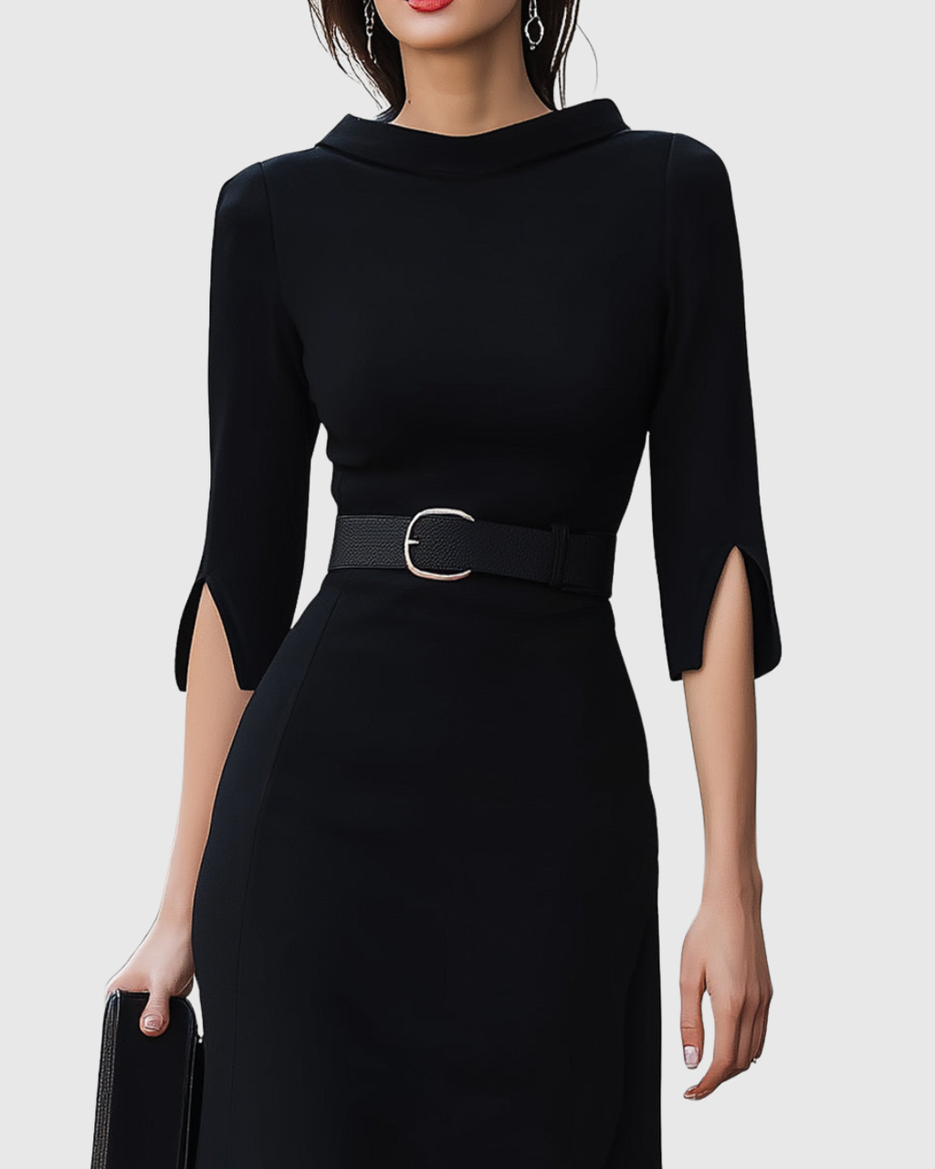 Women's Classic Black Midi Dress