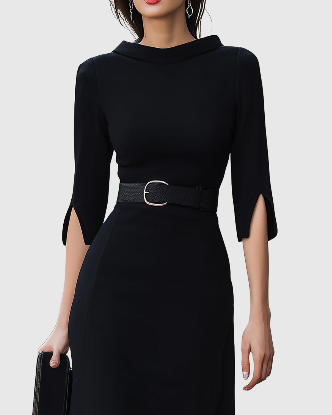 Women's Classic Black Midi Dress