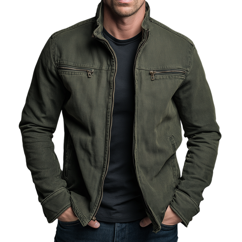 Women's Stand-Collar Utility Jacket, Zip Pockets