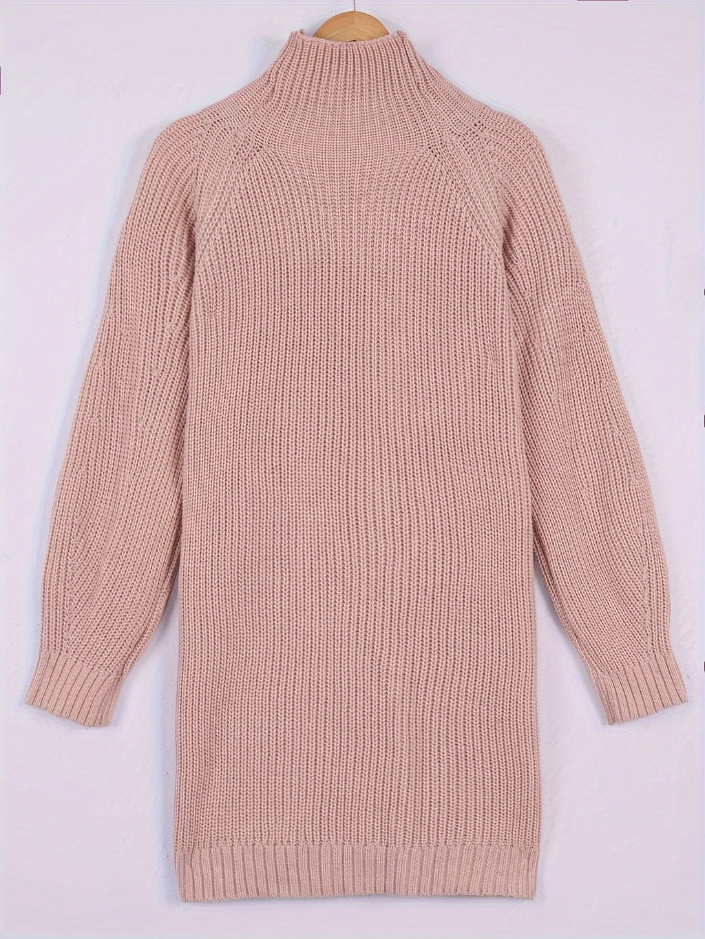 Women's Ribbed Half-Turtleneck Dress, Draped Fit – view 9