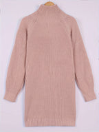 Women's Ribbed Half-Turtleneck Dress, Draped Fit – view 9