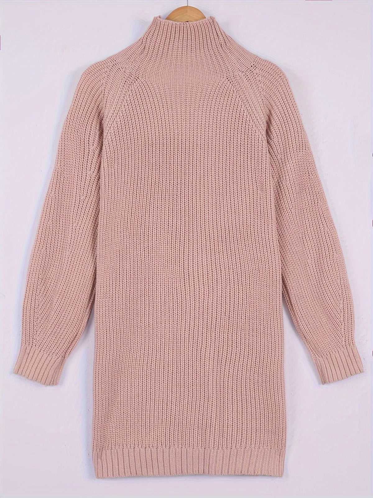 Women's Ribbed Half-Turtleneck Dress, Draped Fit – view 9