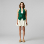 Pleated Halter Sculpted Top