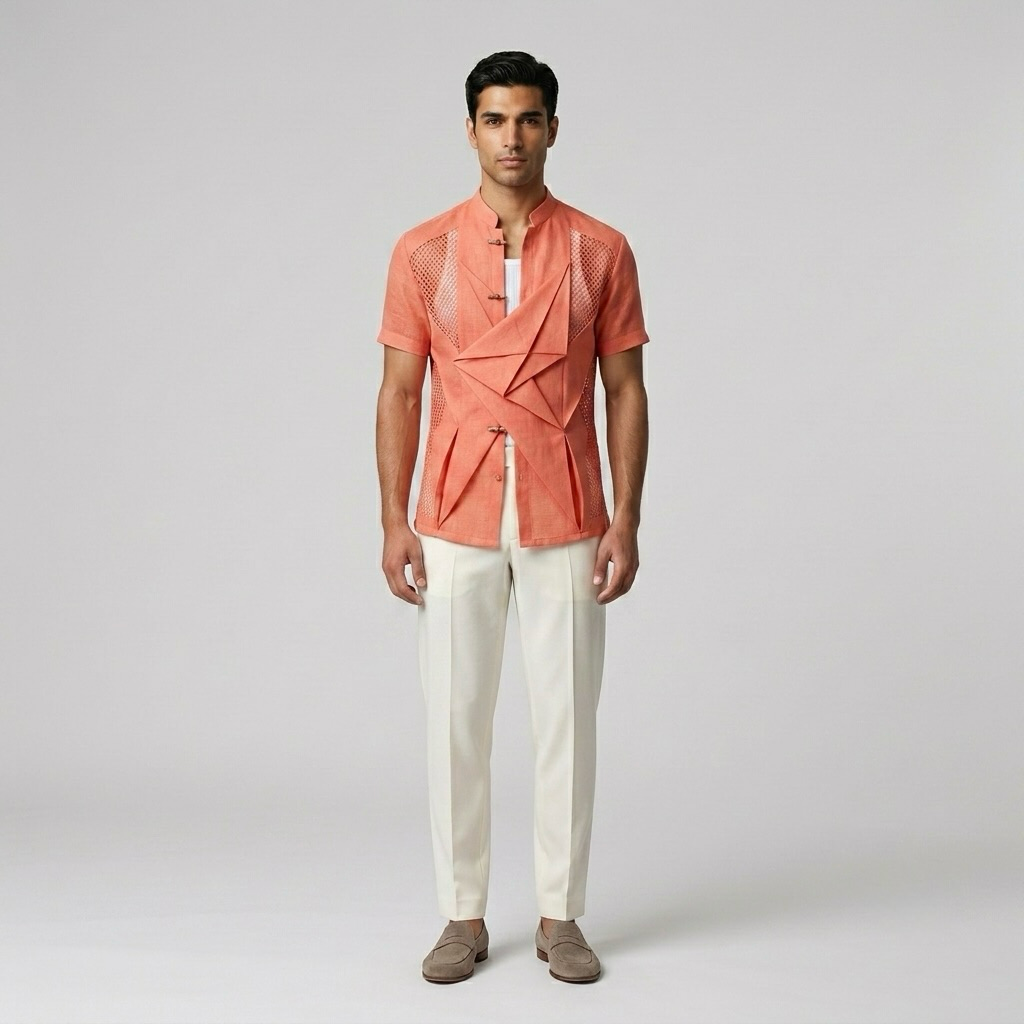 Origami Mesh Statement Shirt