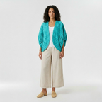 Textured Cocoon Sleeve Open Jacket