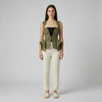 Laser-Cut Peplum Statement Vest