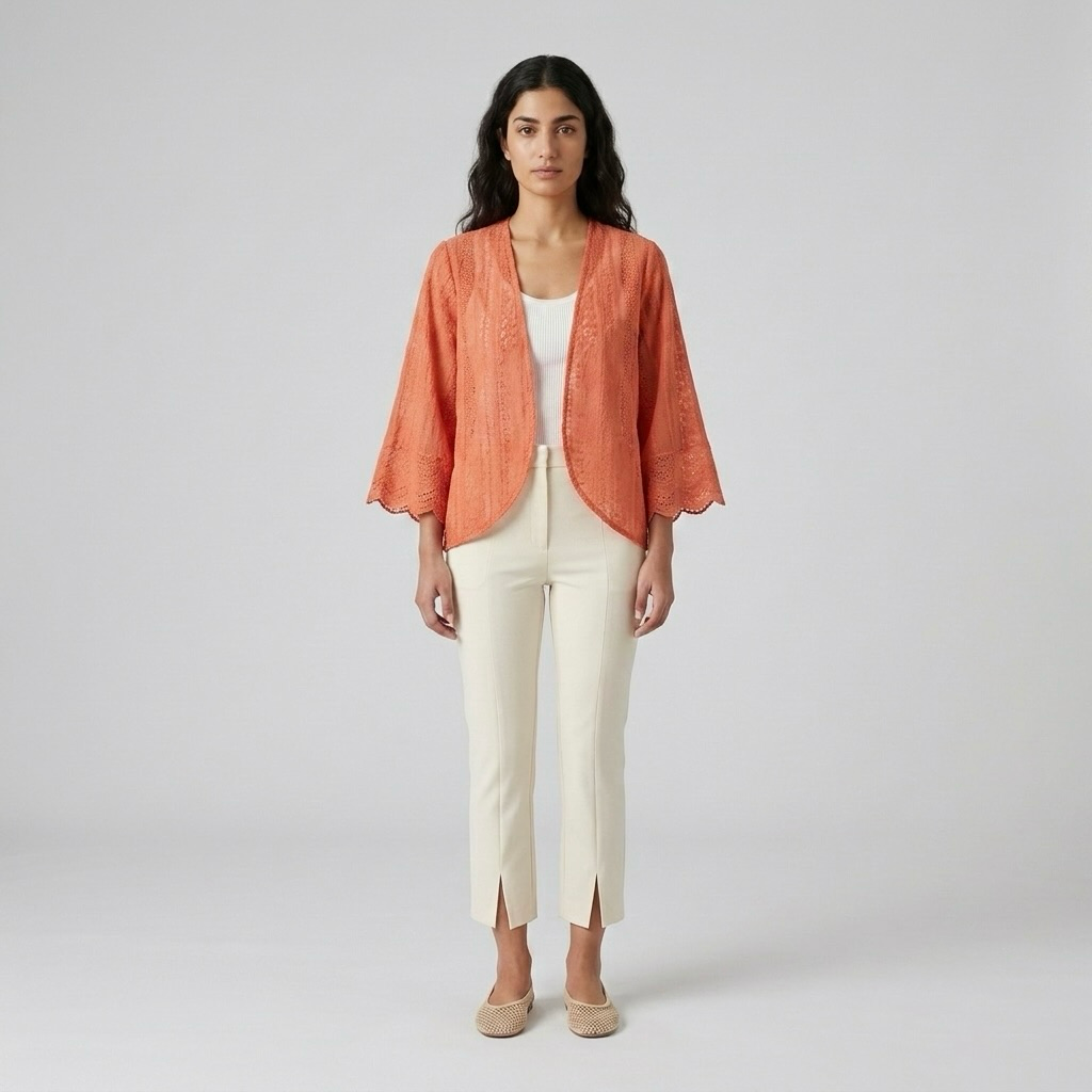 Open Front Lace Kimono Jacket