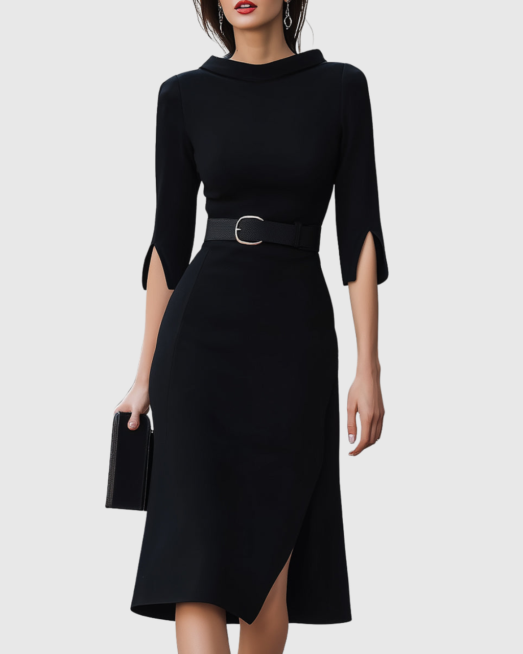 Women's Classic Black Midi Dress