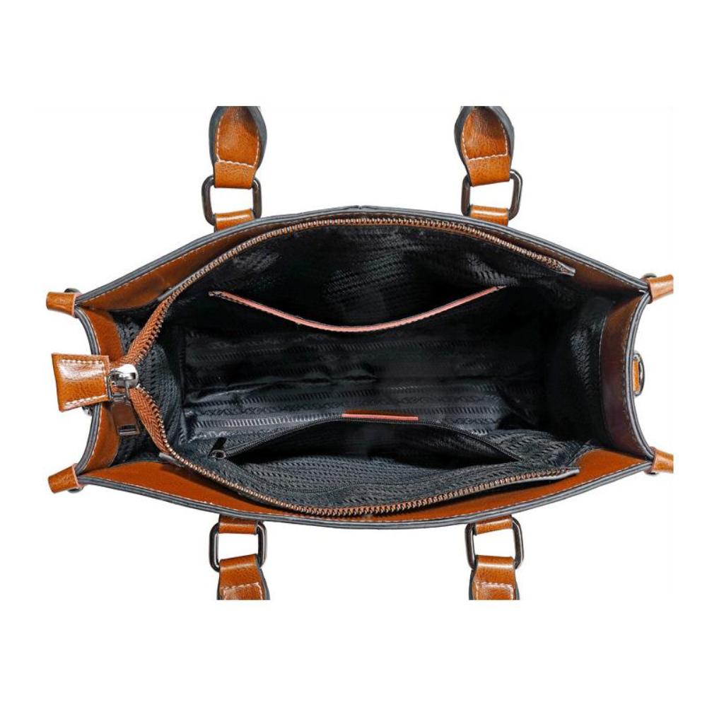 Women's Structured Leather Tote Handbag