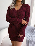 Women's Cable-Knit Sweater Dress, Cinched Waist – view 3