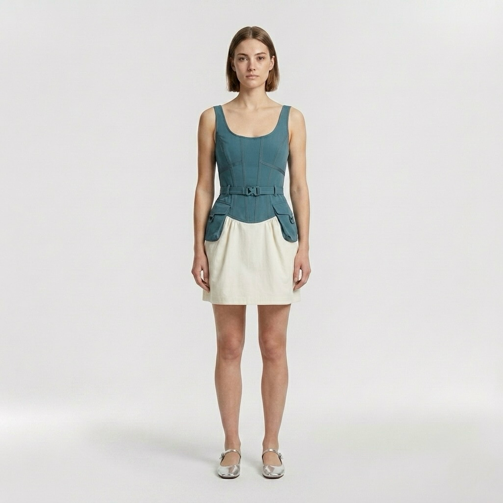 Utility Pocket Fit-and-Flare Mini Dress