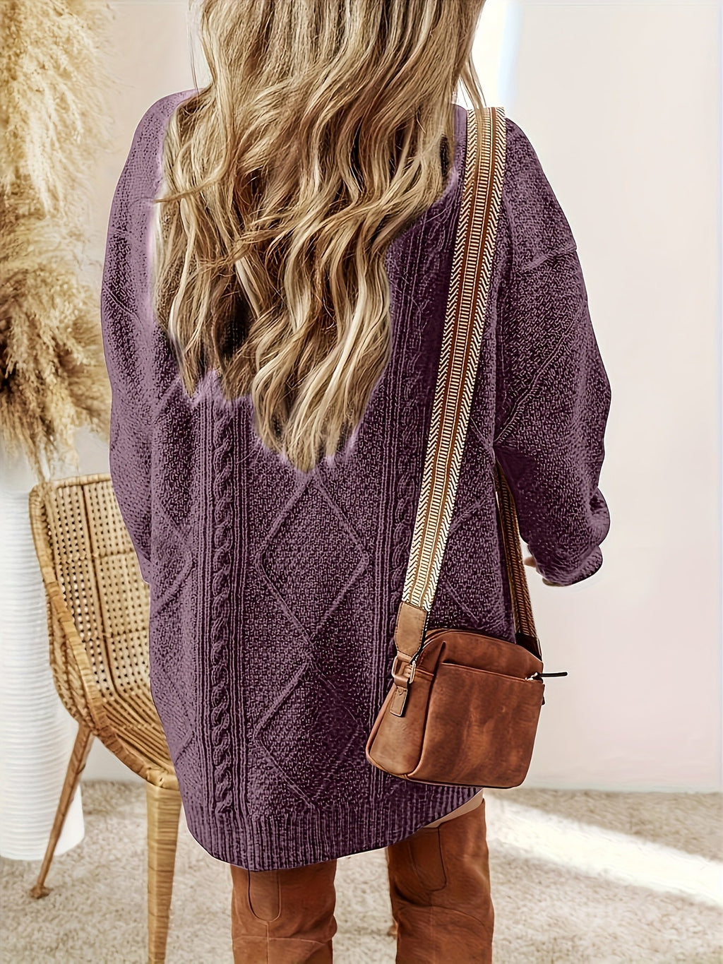 Women's Cable-Knit Sweater Dress, Relaxed Fit – view 3