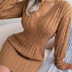 Women's Cable-Knit Sweater Dress, Cinched Waist – detail