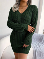 Women's Cable-Knit Sweater Dress, Cinched Waist – view 20