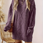 Women's Cable-Knit Sweater Dress, Relaxed Fit