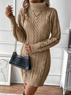 Women's Cable-Knit High-Neck Sweater Dress – view 4