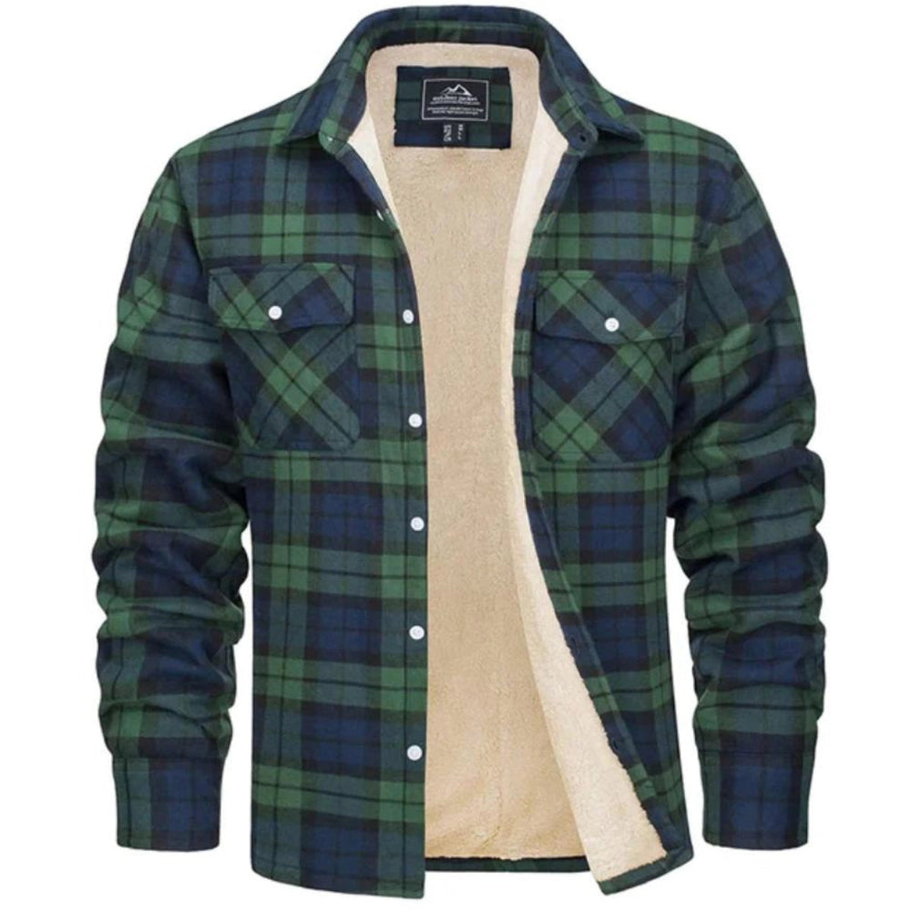 Men's Sherpa-Lined Plaid Flannel Shirt Jacket