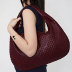 Women's Woven Hobo Shoulder Bag - Burgundy