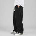 Men's Wide-Leg Corduroy Trousers, Drawstring Waist