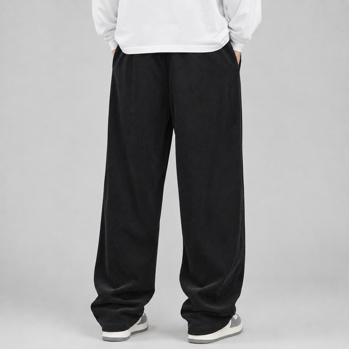 Men's Wide-Leg Corduroy Trousers, Drawstring Waist