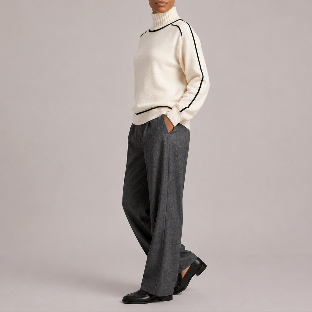 Women's Turtleneck Sweater, Contrast-Trim Ribbed Knit – view 4