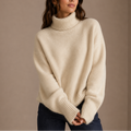 Women's Oversized Turtleneck Sweater, Ribbed Knit – detail