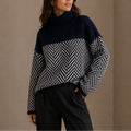 Women's Herringbone Turtleneck Sweater, Oversized Knit – view 2