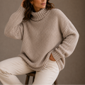 Women's Chunky Turtleneck Sweater, Oversized Knit – detail