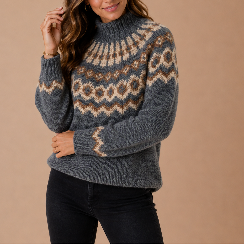 Women's Fair Isle Turtleneck Sweater, Nordic Knit