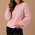 Women's Textured Knit Sweater, Ribbed Crew Neck – view 2