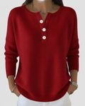 Women's Henley Knit Jumper, Ribbed Cuffs
