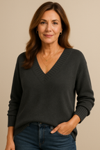 Soft knit V-neck sweater