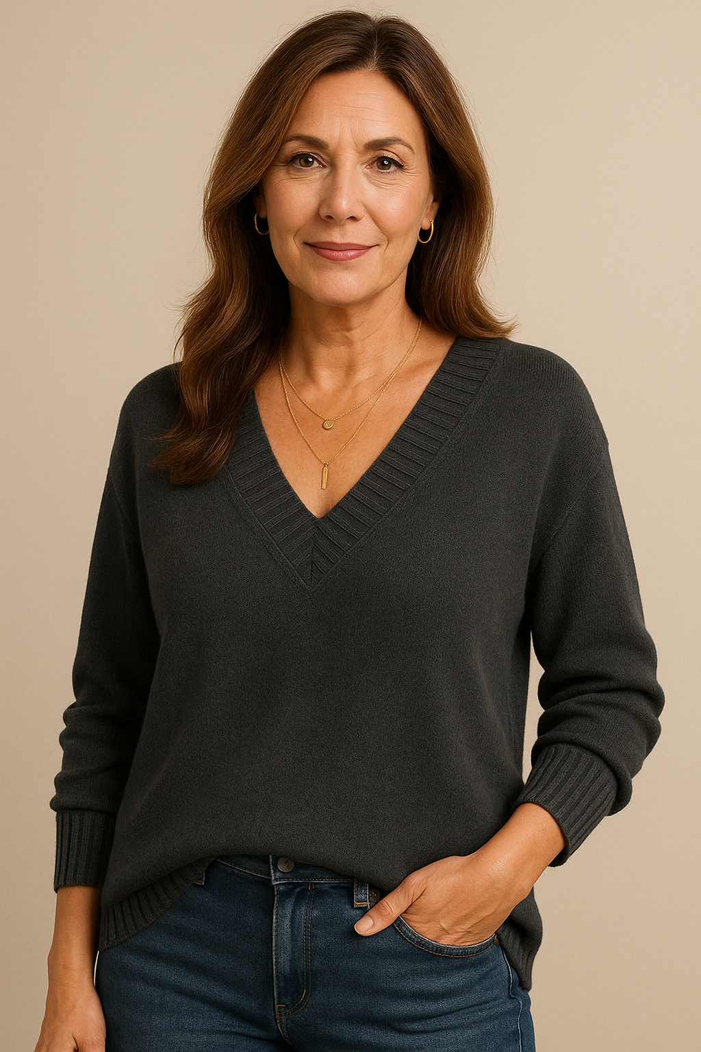 Soft knit V-neck sweater