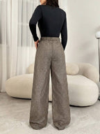 Women's High-Waisted Pleated Wide-Leg Trousers – view 10