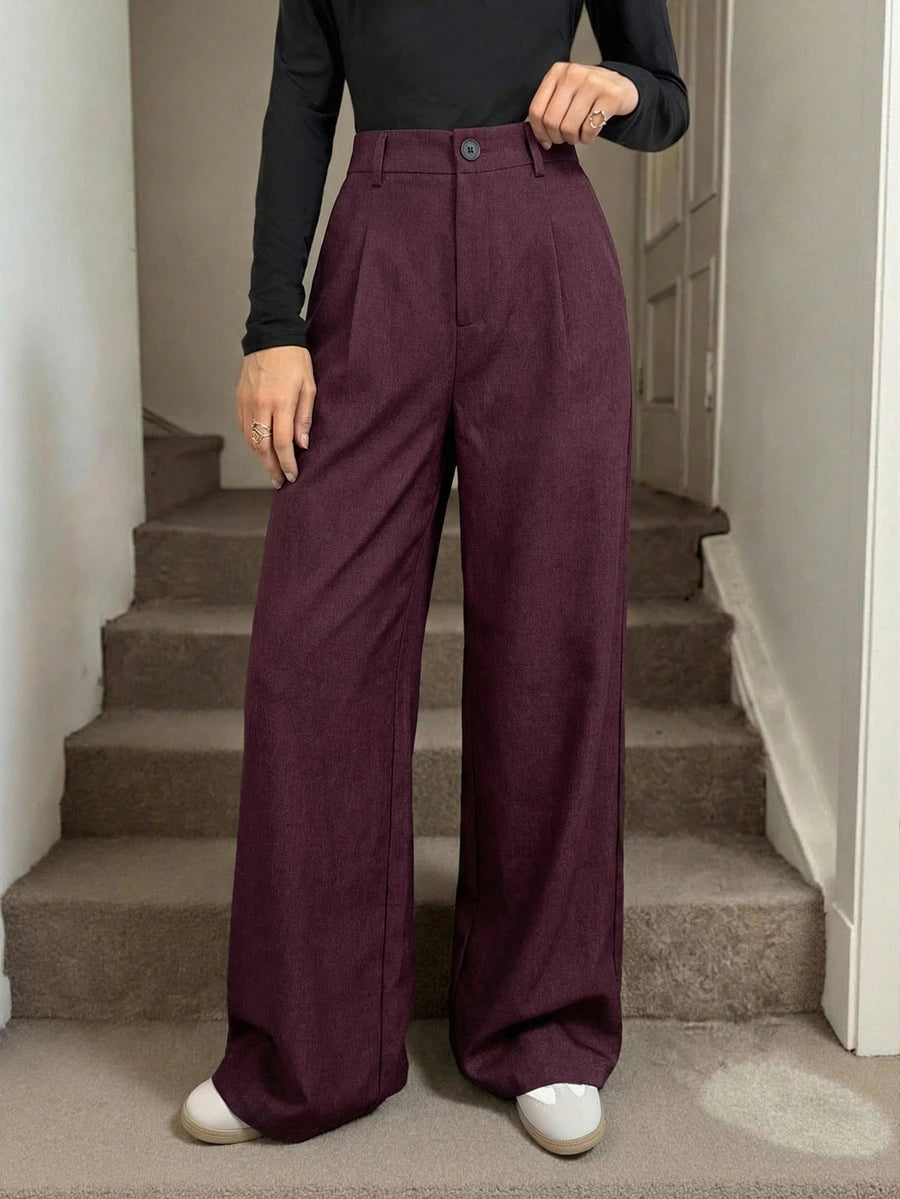 Women's High-Waisted Pleated Wide-Leg Trousers – view 11