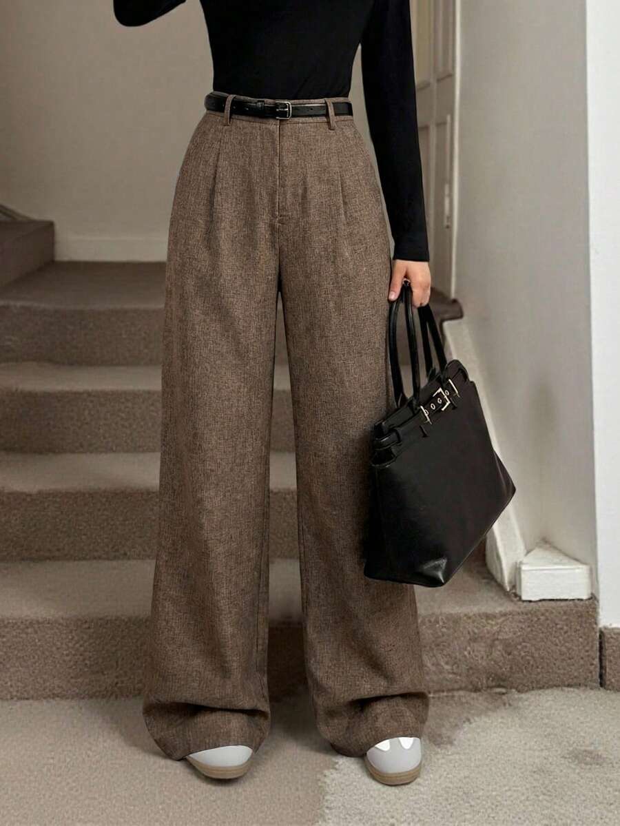 Women's High-Waisted Pleated Wide-Leg Trousers – view 5
