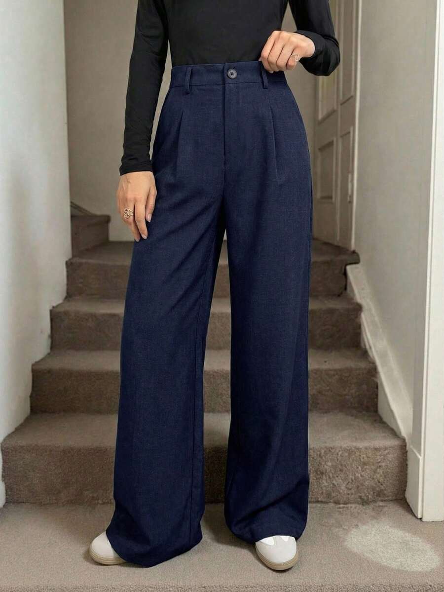Women's High-Waisted Pleated Wide-Leg Trousers – view 7