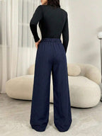 Women's High-Waisted Pleated Wide-Leg Trousers – view 8