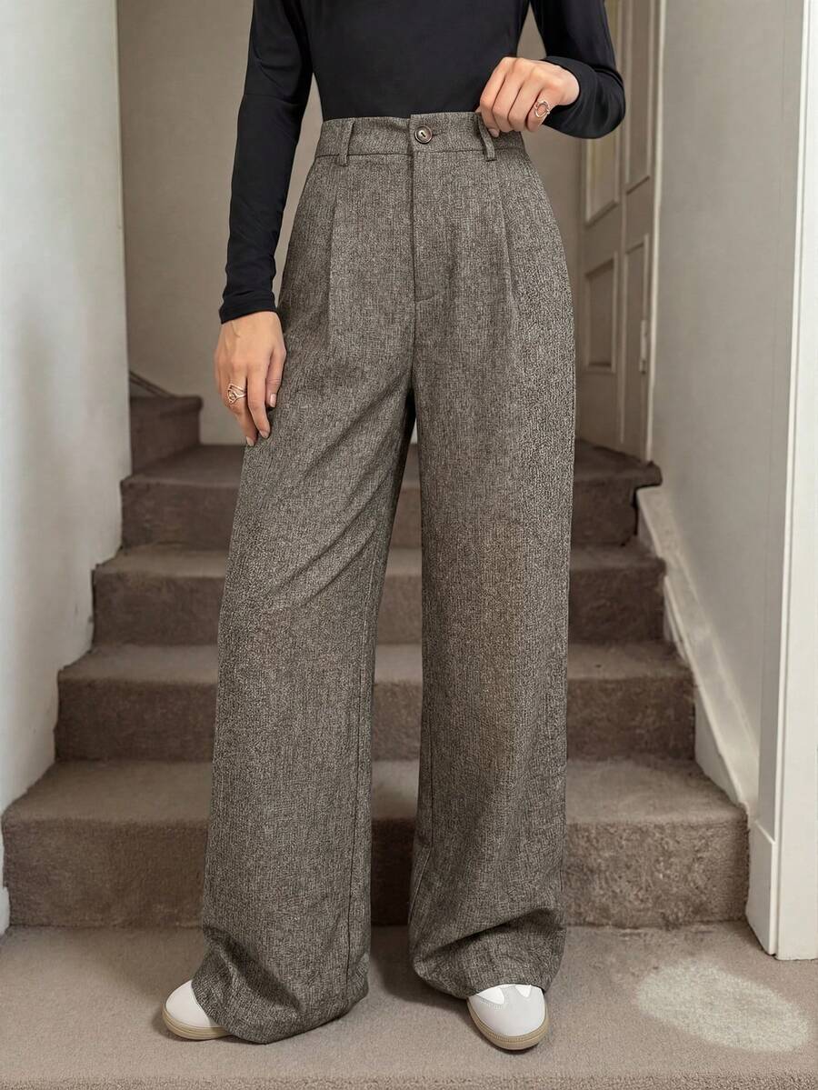 Women's High-Waisted Pleated Wide-Leg Trousers – view 9