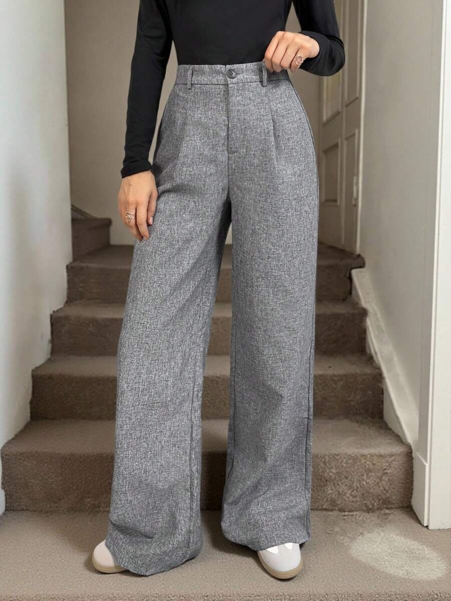 Women's High-Waisted Pleated Wide-Leg Trousers