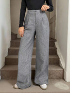 Women's High-Waisted Pleated Wide-Leg Trousers
