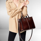 Women's Structured Leather Tote Handbag