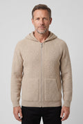 Men's Zip-Up Ribbed Knit Hoodie - Sand