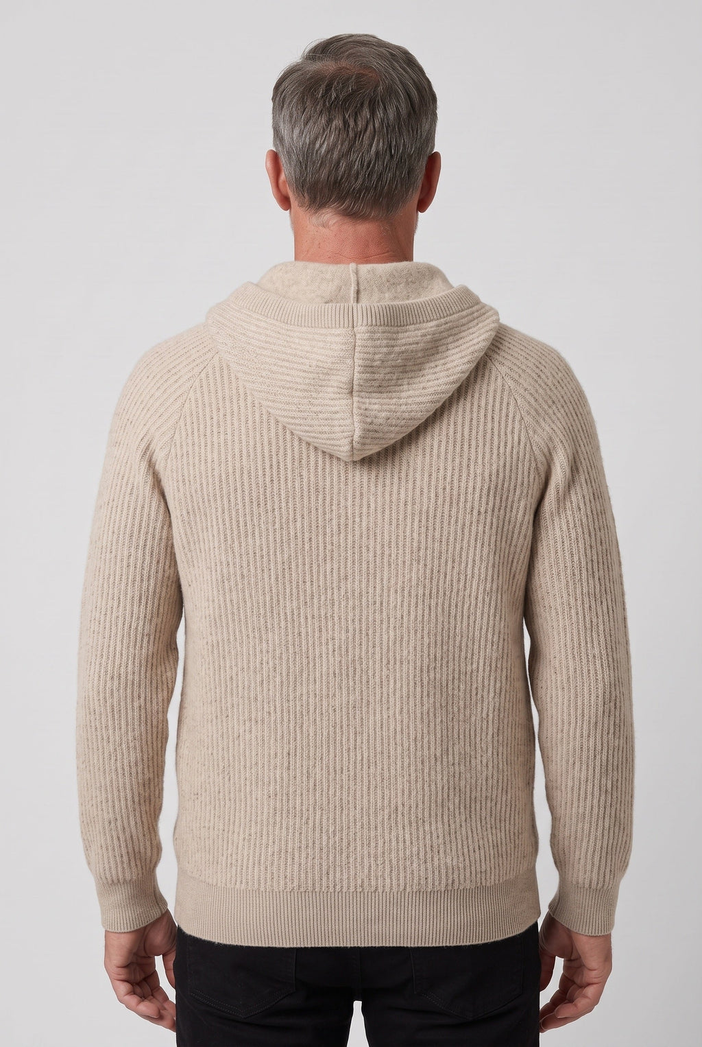 Men's Zip-Up Ribbed Knit Hoodie - back