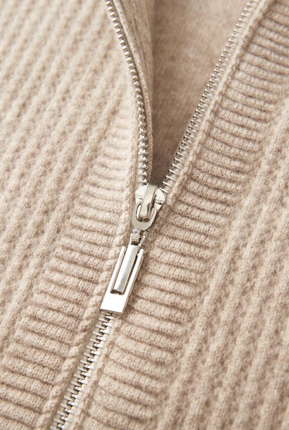 Men's Zip-Up Ribbed Knit Hoodie - detail