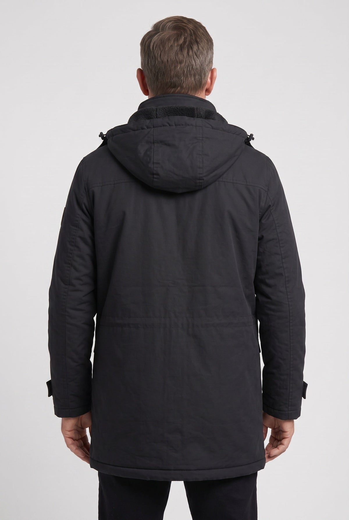 Men's Fleece-Lined Hooded Parka, Mid-Length Winter Jacket - back